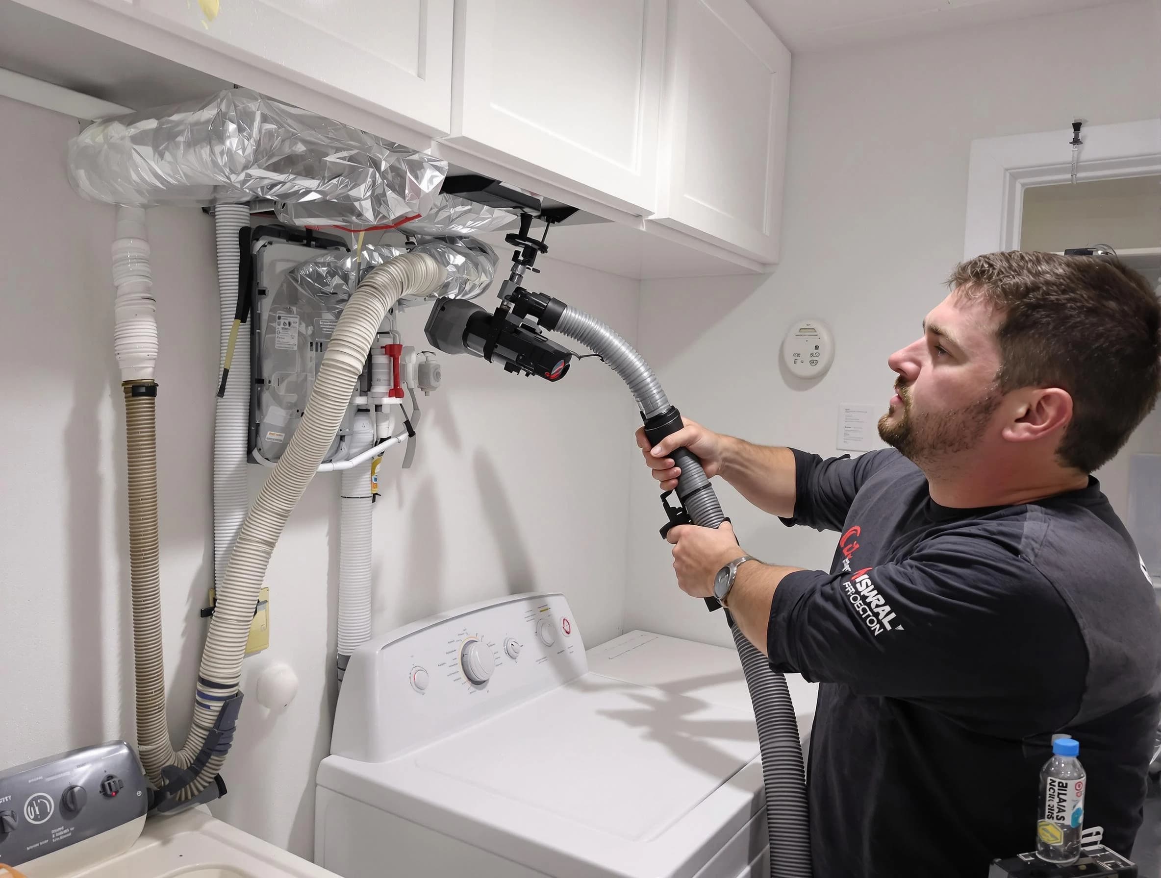 Longmont Dryer Vent Cleaning certified technician performing safety-focused gas dryer vent cleaning in Longmont