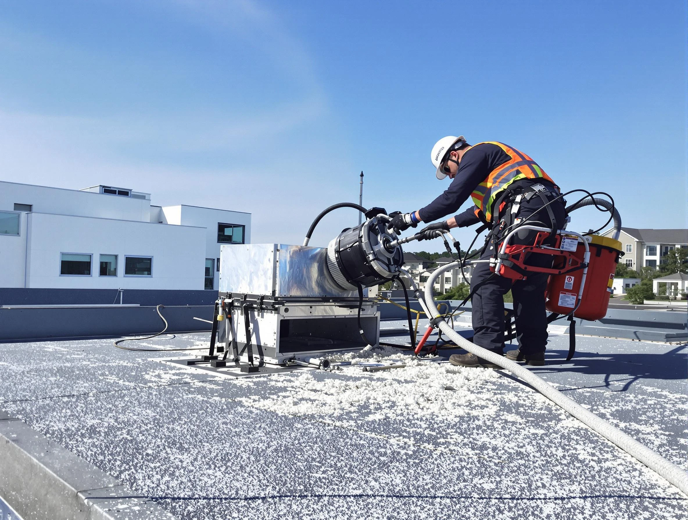 Cleaning Dryer Vent On Roof in Longmont