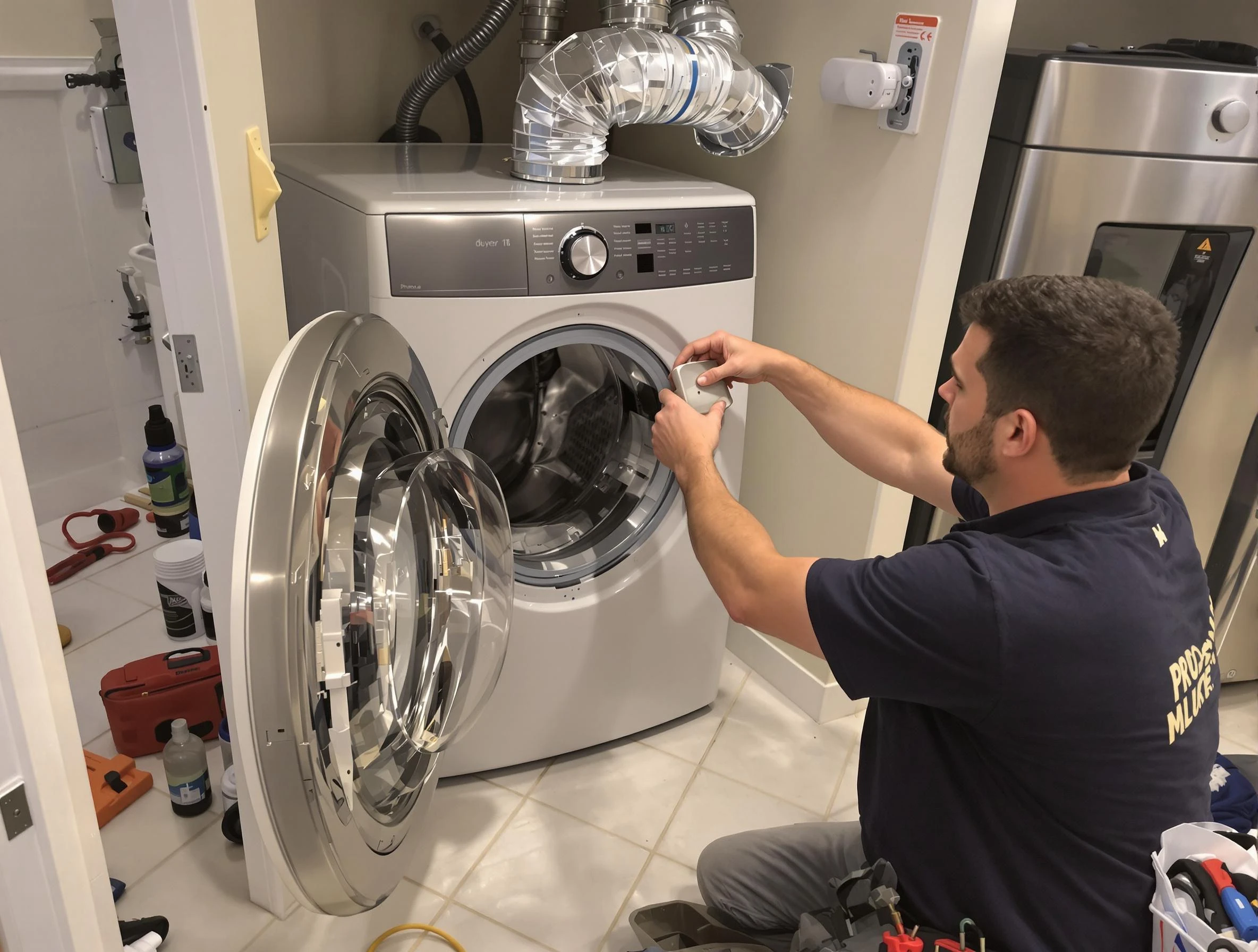Longmont Dryer Vent Cleaning technician performing precise dryer vent hose installation in Longmont